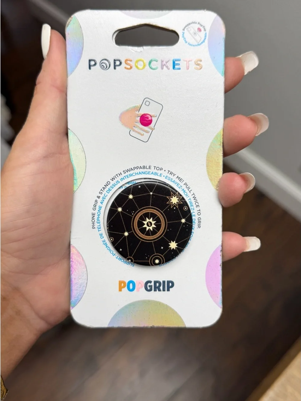 PopSocket PopGrip Phone Grip in Black and Gold Celestial Design